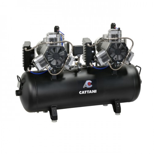 Cattani 150-330 - безмасляный стоматологический компрессор для CAD/CAM, трехцилиндровый, с 2-мя осушителями, с ресивером 150 л, 330 л/мин | Cattani (Италия) 