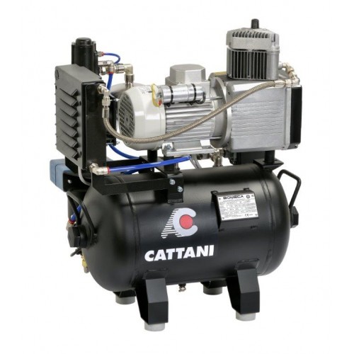 Cattani 30-67 - безмасляный компрессор для одной стоматологической установки, c осушителем, c кожухом, с ресивером 30 л, 67,5 л/мин | Cattani (Италия)