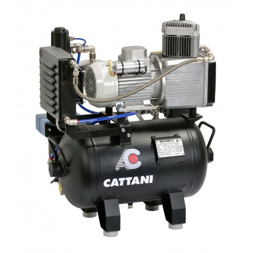 Cattani 30-67 - безмасляный компрессор для одной стоматологической установки, с осушителем, с ресивером 30 л, 67,5 л/мин | Cattani (Италия)