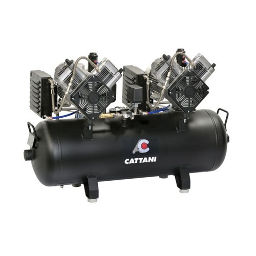 Сattani 013400 - безмасляный компрессор типа тандем для CAD/CAM, двухцилиндровый, с осушителем, с ресивером, однофазный, без кожуха, 100 л, 215 л/мин | Cattani (Италия)