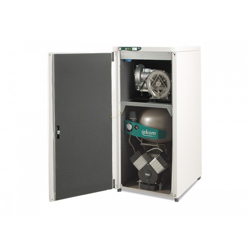 EKOM DUO 2V - компрессор с отсасывателем в двухразделенном шкафу, с ресивером 25 л (140 л/мин) | EKOM (Словакия)