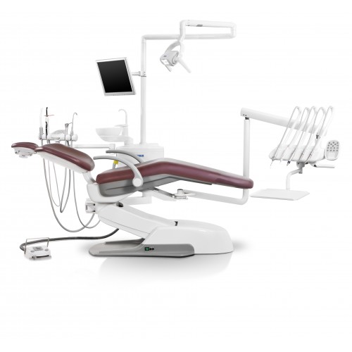 Siger U500 - стоматологическая установка с верхней подачей инструментов, с электромеханическим креслом и креплением блока на шарнире под креслом | Siger (Китай)